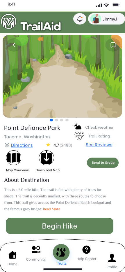 A quick overview of the trail information on the app